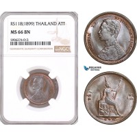 AF642, Thailand, Rama V, 1 Att RS118 (1899) NGC MS66BN, Pop 1/0 AF642, Thailand, Rama V, 1 Att RS118 (1899) NGC MS66BN, Pop 1/0
