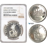 AF760, Haiti, 50 Gourdes 1973, Silver, World Cup Football, NGC PF63UC