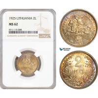 AF769, Lithuania, 2 Litu 1925, Silver, NGC MS62 AF769, Lithuania, 2 Litu 1925, Silver, NGC MS62
