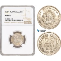 AF791, Romania, 25 Bani 1954, NGC MS65