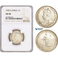 AF804, South Africa (Union) George V,  Shilling 1930, Pretoria, Silver, NGC AU58