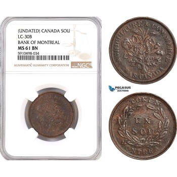 AF857, Canada, Undated, Sou, LC-30B Bank Of Montreal, NGC MS 61BN