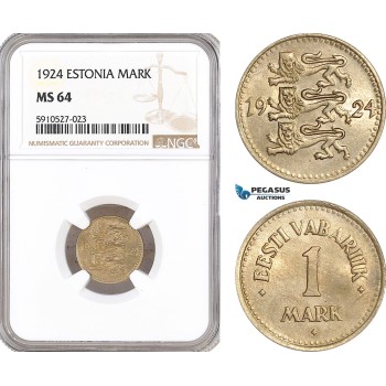 AF881, Estonia, 1 Mark 1924, NGC MS64