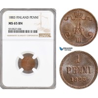 AF889, Finland, Alexander III. of Russia, 1 Penni 1883, NGC MS65BN