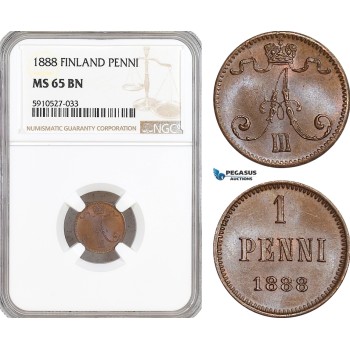 AF890, Finland, Alexander III. of Russia, 1 Penni 1888, NGC MS65BN