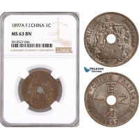 AF902, French Indo-China, 1 Centime 1897-A, Paris, NGC MS63BN
