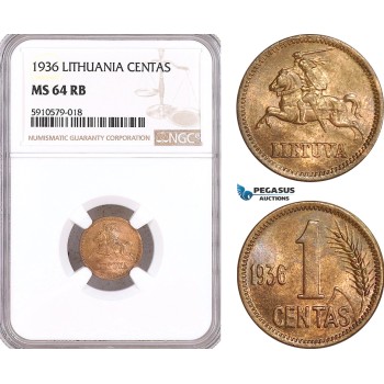 AF919, Lithuania, 1 Centas 1936, NGC MS64RB