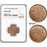 AF973, Palestine, 1 Mil 1935, London, NGC MS64RB
