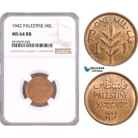 AF974, Palestine, 1 Mil 1942, London, NGC MS64RB
