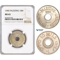 AF975, Palestine, 10 Mils 1940, London, NGC MS63