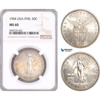 AF984, Philippines (US Administration) 50 Centavos 1904, Silver, NGC MS60