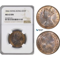 AG055, Hong Kong, Victoria, 1 Cent 1866, London, NGC MS63BN AG055, Hong Kong, Victoria, 1 Cent 1866, London, NGC MS63BN