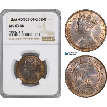 AG055, Hong Kong, Victoria, 1 Cent 1866, London, NGC MS63BN