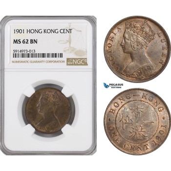 AG056, Hong Kong, Victoria, 1 Cent 1901, London, NGC MS62BN