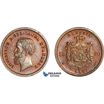 AG146, Romania, Carol I, Imitation by L.Chr. Laur Nürnberg, 2 Bani 1880-B, Bronze (Ø 12 mm, 0.58g) UNC