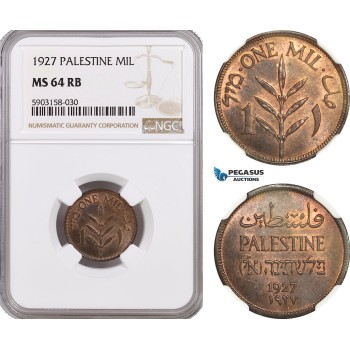 AG193-R, Palestine, 1 Mil 1927, London, NGC MS64RB