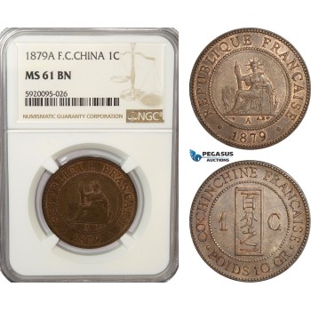 AG227, French Cochin-China, 1 Centime 1879-A, Paris, NGC MS61BN