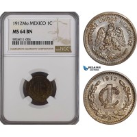 AG244, Mexico, 1 Centavo 1912-Mo, Mexico City, NGC MS64BN