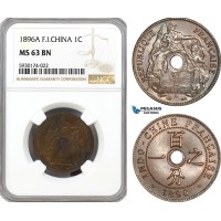 AG387, French Indo-China, 1 Centime 1896-A, Paris, NGC MS63BN
