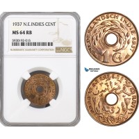 AG416, Netherlands East Indies, 1 Cent 1937, NGC MS64RB