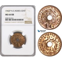 AG417, Netherlands East Indies, 1 Cent 1942-P, NGC MS64RB