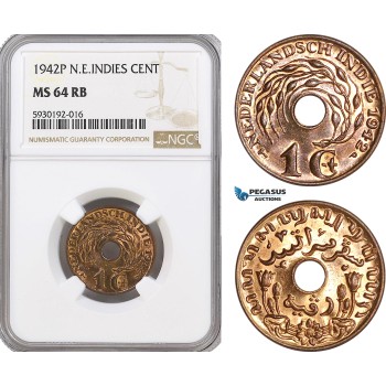 AG417, Netherlands East Indies, 1 Cent 1942-P, NGC MS64RB