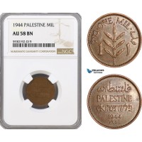 AG420, Palestine, 1 Mil 1944, London, NGC AU58BN