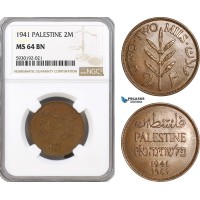 AG422, Palestine, 2 Mils 1941, London, NGC MS64BN