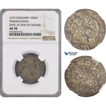 AG462, Transylvania, Michael Apafi, 12 Denar (Groschen) 1673, Brasov, Silver, NGC AU58