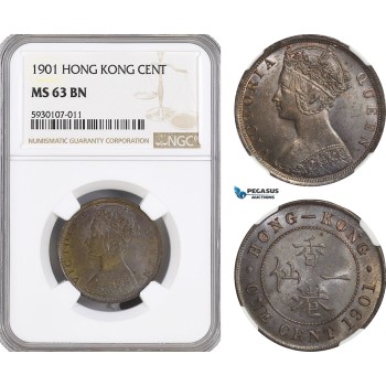 AG503, Hong Kong, Victoria, 1 Cent 1901, London, NGC MS63BN