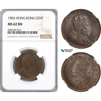 AG504, Hong Kong, Edward VII, 1 Cent 1903, London, NGC MS62BN