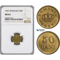 AG530, Romania, Mihai I, 50 Bani 1947, NGC MS64