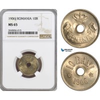 AG607, Romania, Carol I, 10 Bani 1906-J, Hamburg, NGC MS65