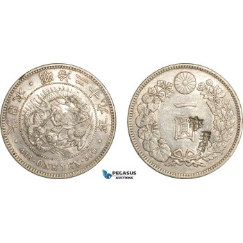 AG660, Japan, Meiji, Yen Yr. 29 (1896) Silver, Chop Marked, Silver, AU