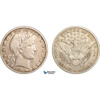 AG698, United States, Barber Half Dollar (50C) 1910-S, San Francisco, Silver, aVF