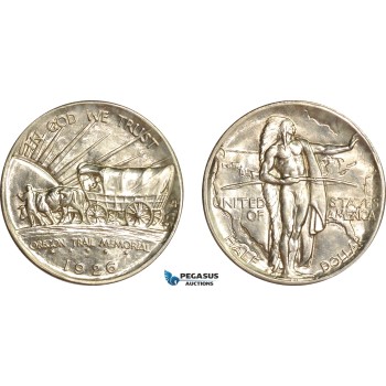 AG708, United States, Oregon Trail Memorial Half Dollar (50C) 1926-S, San Francisco, Silver, UNC
