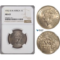 AG718, British West Africa, George VI, 1 Shilling 1952, NGC MS63