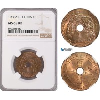 AG759, French Indo-China, 1 Centime 1938-A, Paris, NGC MS65RB