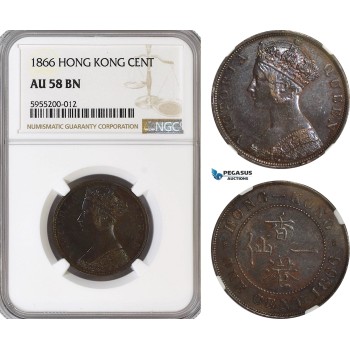 AG795, Hong Kong, Victoria, 1 Cent 1866, London, NGC AU58BN