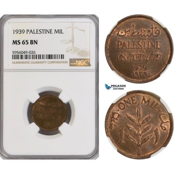 AG820, Palestine, 1 Mil 1939, London, NGC MS65BN