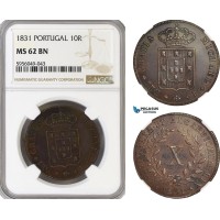 AG833, Portugal, Miguel I, 10 Reis 1831, NGC MS62BN