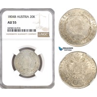 AG891, Austria, Franz II, 20 Kreuzer 1804­ B, Kremnitz Mint, Silver, KM# 2139, NGC AU55