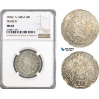 AG903, Austria, Franz II, 20 Kreuzer 1806­ C, Prague Mint, Silver, KM# 2140, NGC MS61