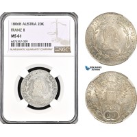AG907, Austria, Franz II, 20 Kreuzer 1806­ B, Kremnitz Mint, Silver, KM# 2140, NGC MS61