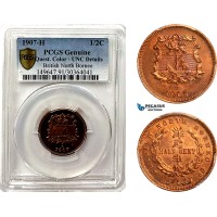 AG942, British North Borneo, 1/2 Cent 1907 H, Heaton Mint, KM# 1, PCGS UNC Details