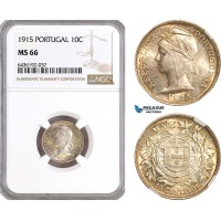 AG990, Portugal, 10 Centavos 1915, Silver, KM# 563, NGC MS66