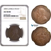 AH12, South Africa (ZAR) 1 Penny 1894, Pretoria Mint, KM# 2, NGC AU58BN