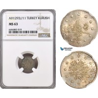 AH161, Turkey (Ottoman Empire)  Abdülhamid II, 1 Kurush AH1293/11, Silver, NGC MS63