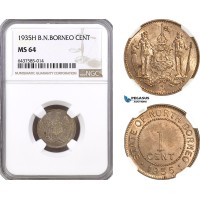 AH179, British North Borneo, 1 Cent 1935 H, Heaton Mint, NGC MS64