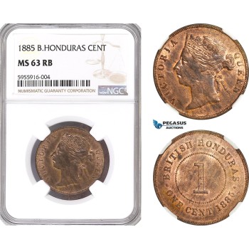 AH276, British Honduras, Victoria, 1 Cent 1885, NGC MS63RB